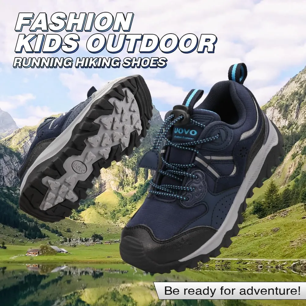 UOVO Girls Boys Hiking Shoes Boys Girls Waterproof Sneakers Kids Running Tennis Outdoor Shoes Non-Slip Lightweight