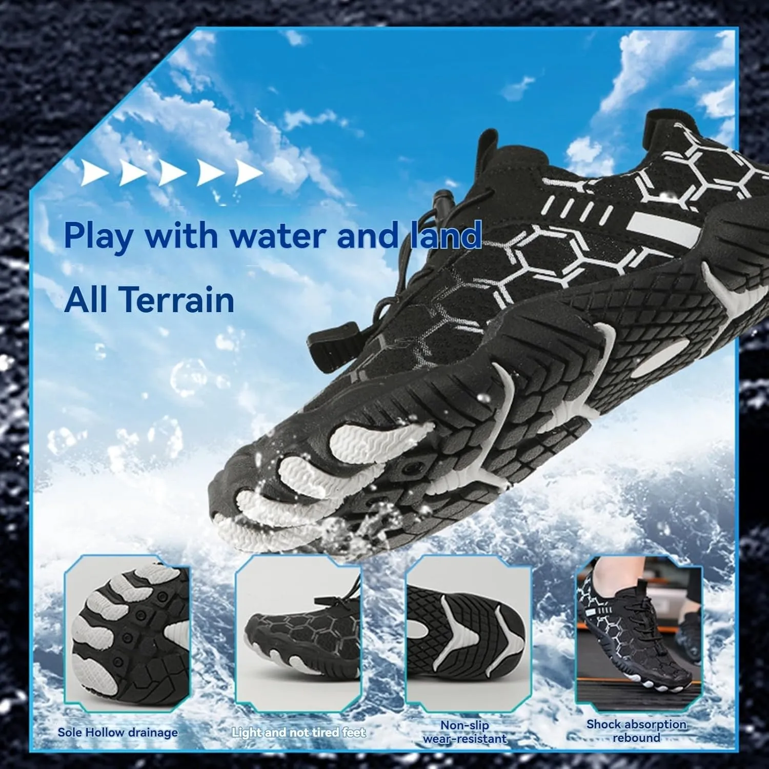 Water Shoes Men Women Breathable Quick Dry Barefoot Shoes Waterproof Lightweight Hiking Shoe Healthy & Non-Slip Barefoot Shoe Wide Toe Box Hiking Aqua Sneakers