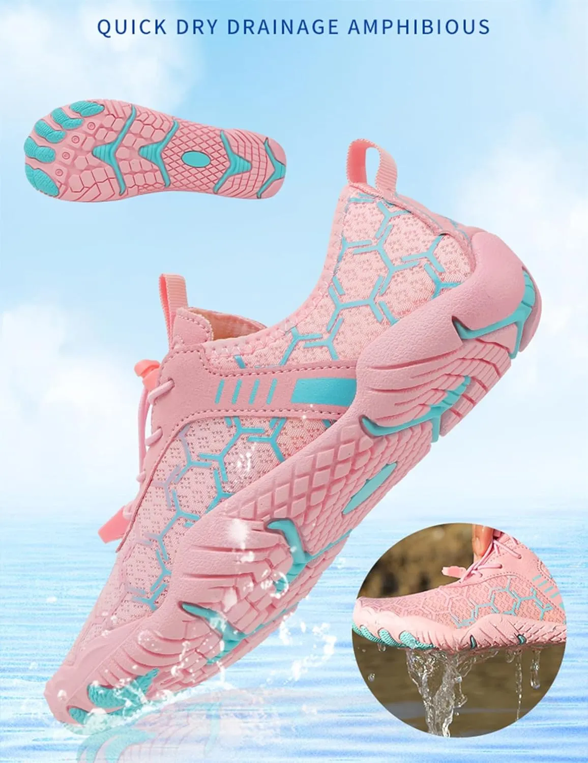 Water Shoes Men Women Breathable Quick Dry Barefoot Shoes Waterproof Lightweight Hiking Shoe Healthy & Non-Slip Barefoot Shoe Wide Toe Box Hiking Aqua Sneakers