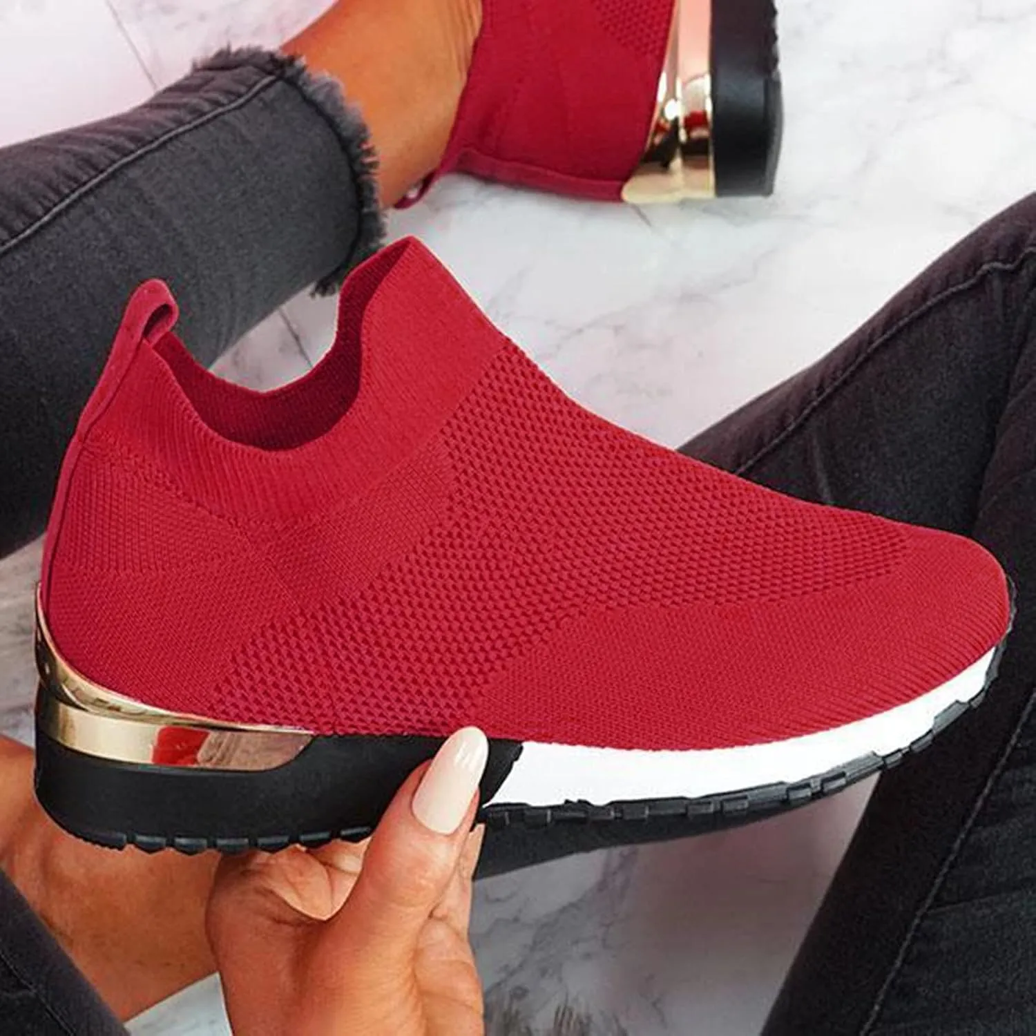 Women's Athletic Walking Shoes Slip On Casual Mesh Slip On Shoes Women Sports Ladies Casual Shoes Fashion Sneakers 2025 Brown Tennis Shoe Casual Loafers