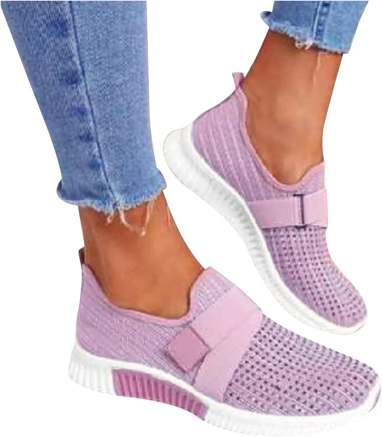 Women's Fashion Sneaker Mesh Slip On Black Non Slip Shoes for Women Comfortable Walking Shoes Women Arch Support Womens Navy Loafers Heeled Sneakers for Women
