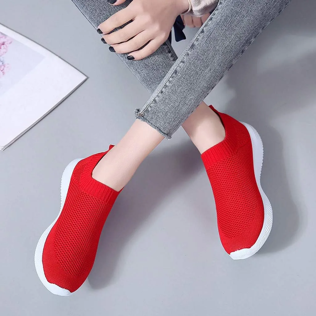 Women’s Slip-On Shoes Casual Lace-Free Walking Loafers Slip On Shoes Women Wide Width White Casual Shoes Chunky Sneakers Red Tennis Shoe Casual Loafers