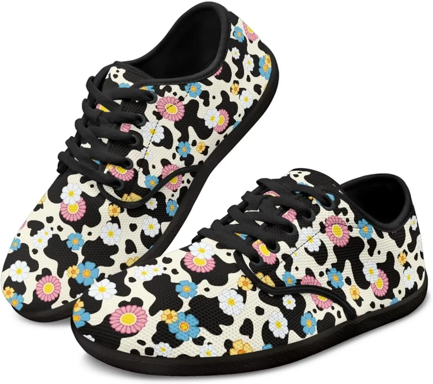 Womens Sneakers Lace up Barefoot Shoes Wide Toe Minimalist Cross Training Shoes Mesh Walking Sneakers