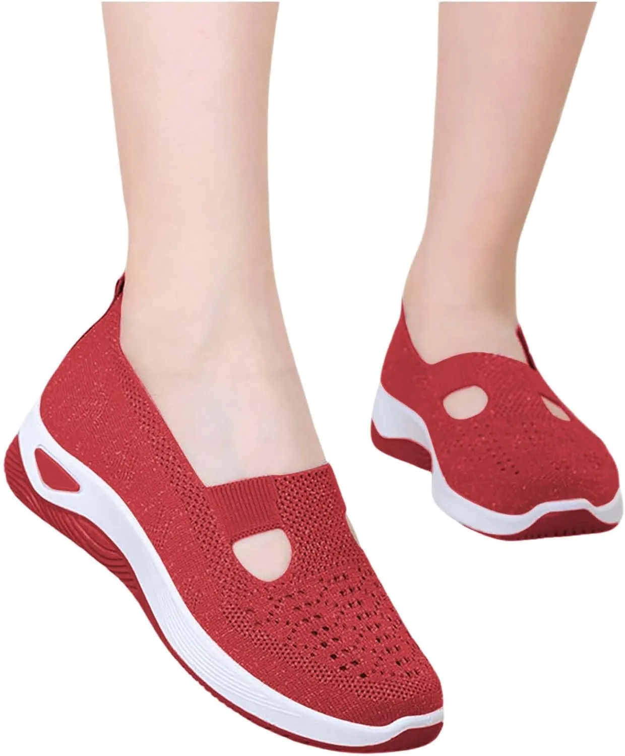 Women's Woven Orthopedic Breathable Soft Shoes Non Slip Work Shoes Women Flat Feet Women Shoes Casual Fashion Sneakers White Tennis Shoe White Loafers