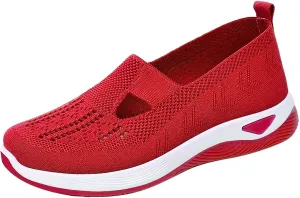 Women's Woven Orthopedic Breathable Soft Shoes Non Slip Work Shoes Women Flat Feet Women Shoes Casual Fashion Sneakers White Tennis Shoe White Loafers