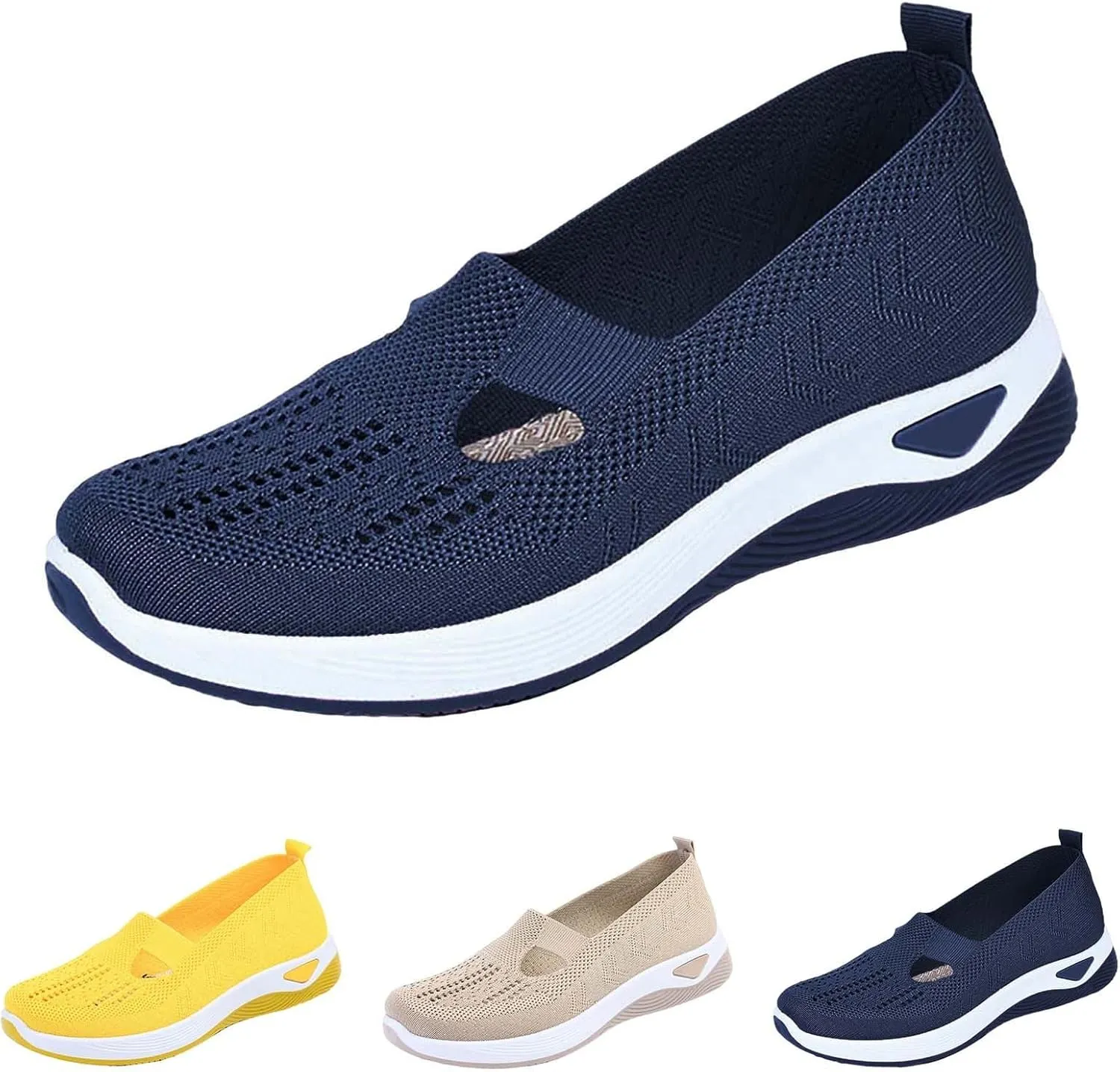 Women's Woven Orthopedic Breathable Soft Shoes Running Shoes for Women Wide Feet White Casual Shoes White Platform Sneakers Waterproof Tennis Shoe Trainers Shoe
