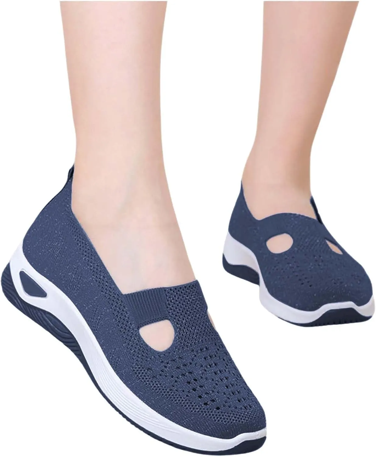 Women's Woven Orthopedic Breathable Soft Shoes Running Shoes for Women Wide Feet White Casual Shoes White Platform Sneakers Waterproof Tennis Shoe Trainers Shoe