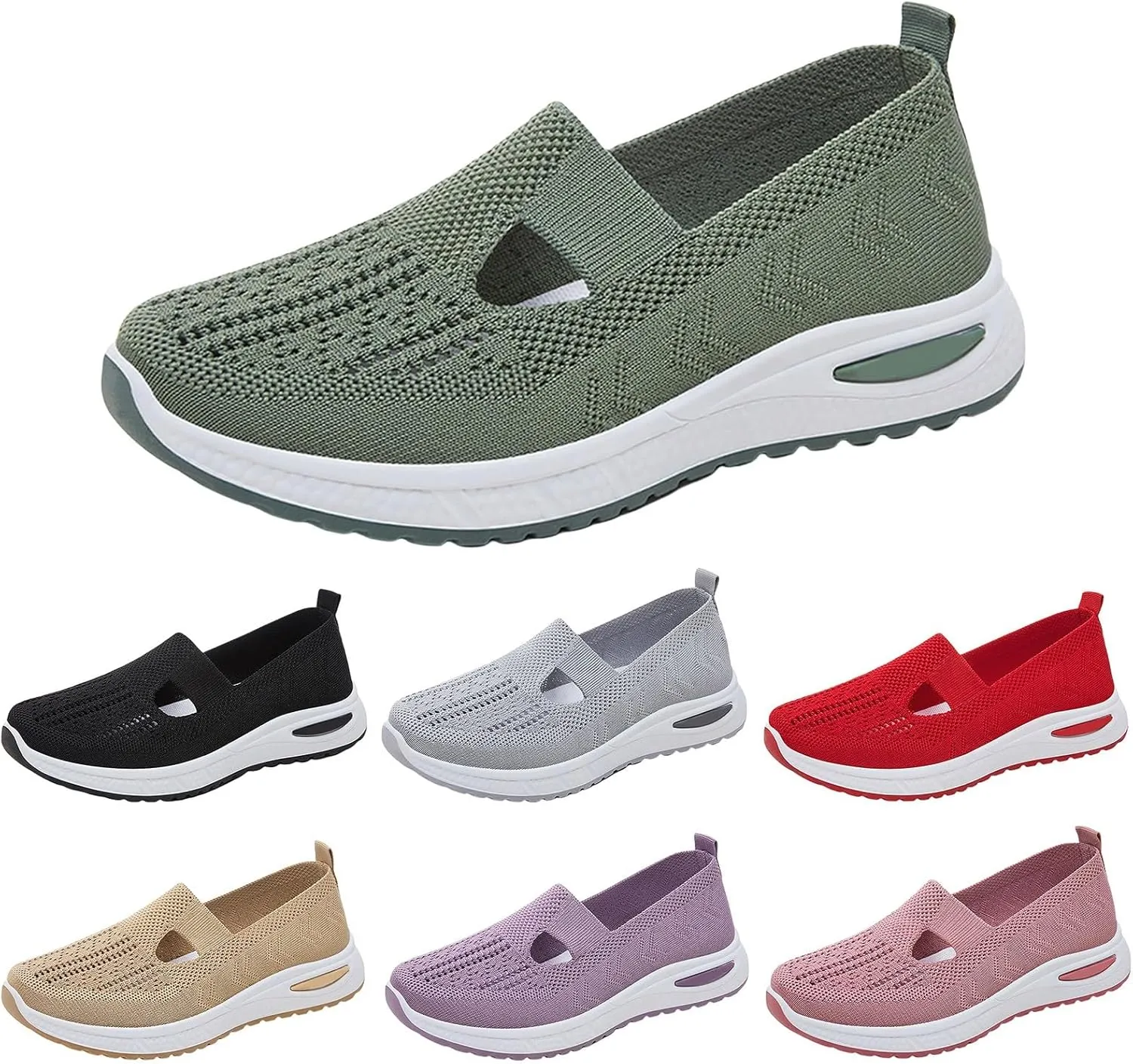 Women's Woven Orthopedic Breathable Soft Shoes Slip On Shoes Women Flat Feet Business Casual Shoes Dress Sneakers Red Tennis Shoe Loafers Casual Slip On
