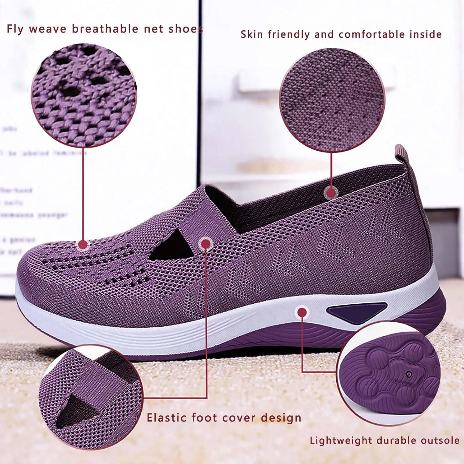 Women's Woven Orthopedic Breathable Soft Shoes Womens Running Shoes Wide Feet Casual Slip On Shoes Platform Sneakers Platform Tennis Shoe Casual Loafers