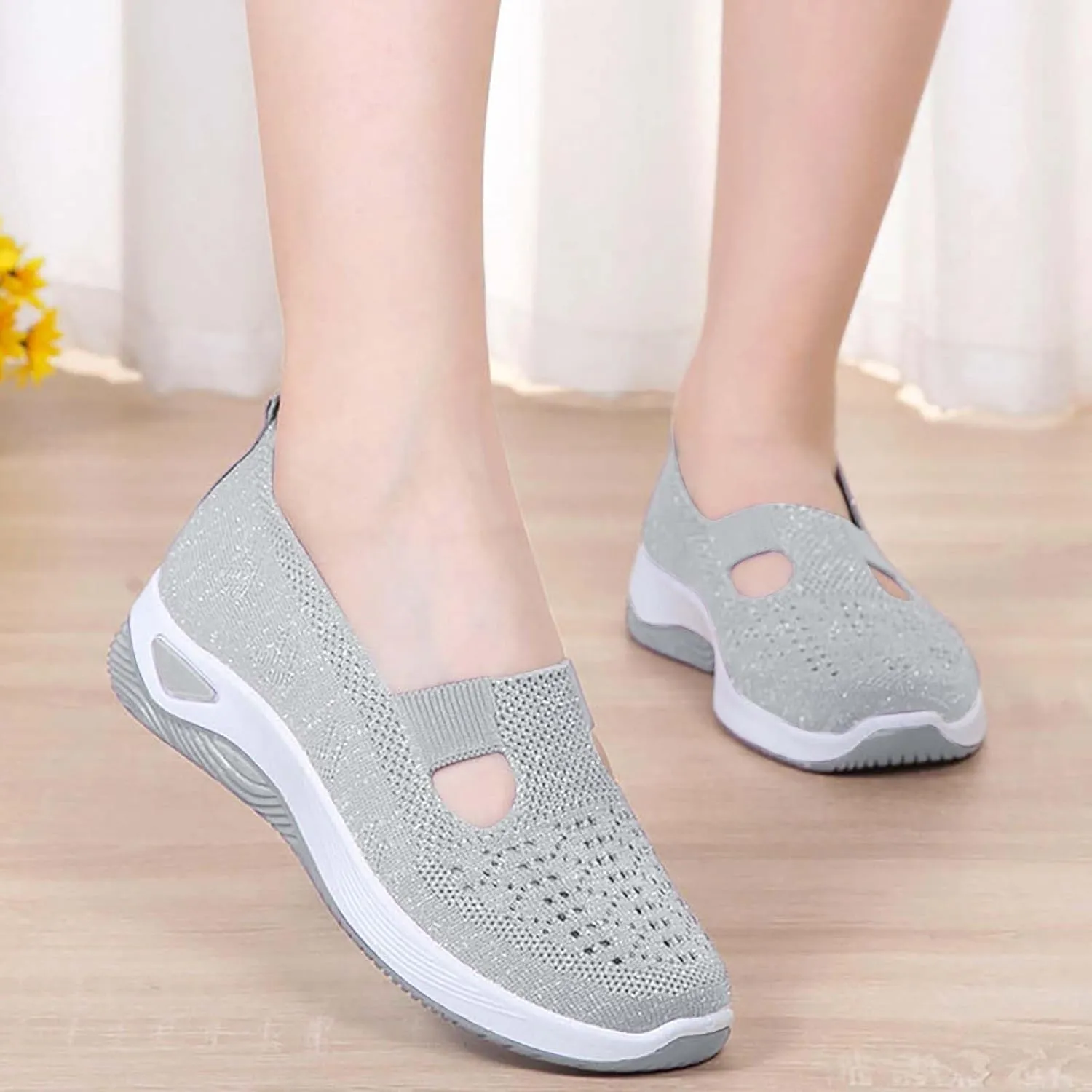 Women's Woven Orthopedic Breathable Soft Shoes Womens Running Shoes Wide Feet Casual Slip On Shoes Platform Sneakers Platform Tennis Shoe Casual Loafers