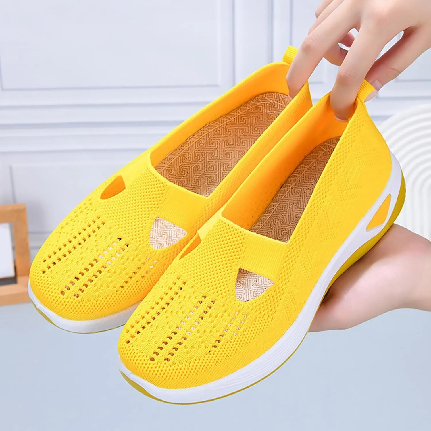 Women's Woven Orthopedic Breathable Soft Sole Walking Shoes Women Sports Shoes Dressy Casual Women's Fashion Sneakers Red Tennis Shoe Loafers Dress Shoe