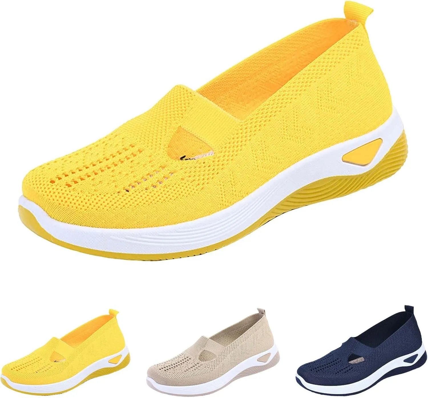 Women's Woven Orthopedic Breathable Soft Sole Walking Shoes Women Sports Shoes Dressy Casual Women's Fashion Sneakers Red Tennis Shoe Loafers Dress Shoe