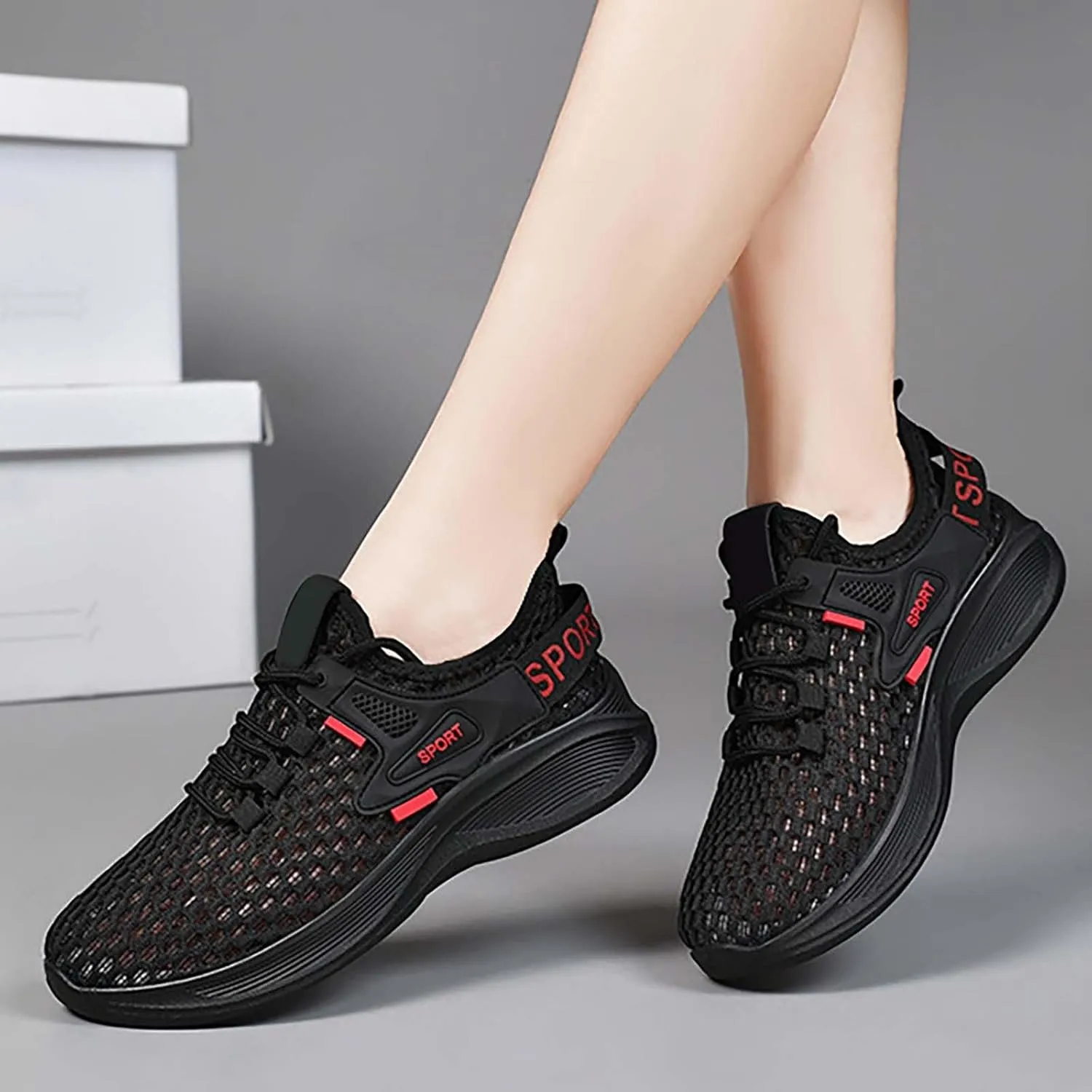 Women's Woven Orthopedic Breathable Soft Walking Non Slip Work Shoes Women Mesh Dress Casual Shoes Men Shoes Sneakers Red Tennis Shoe Cross Trainer Shoe