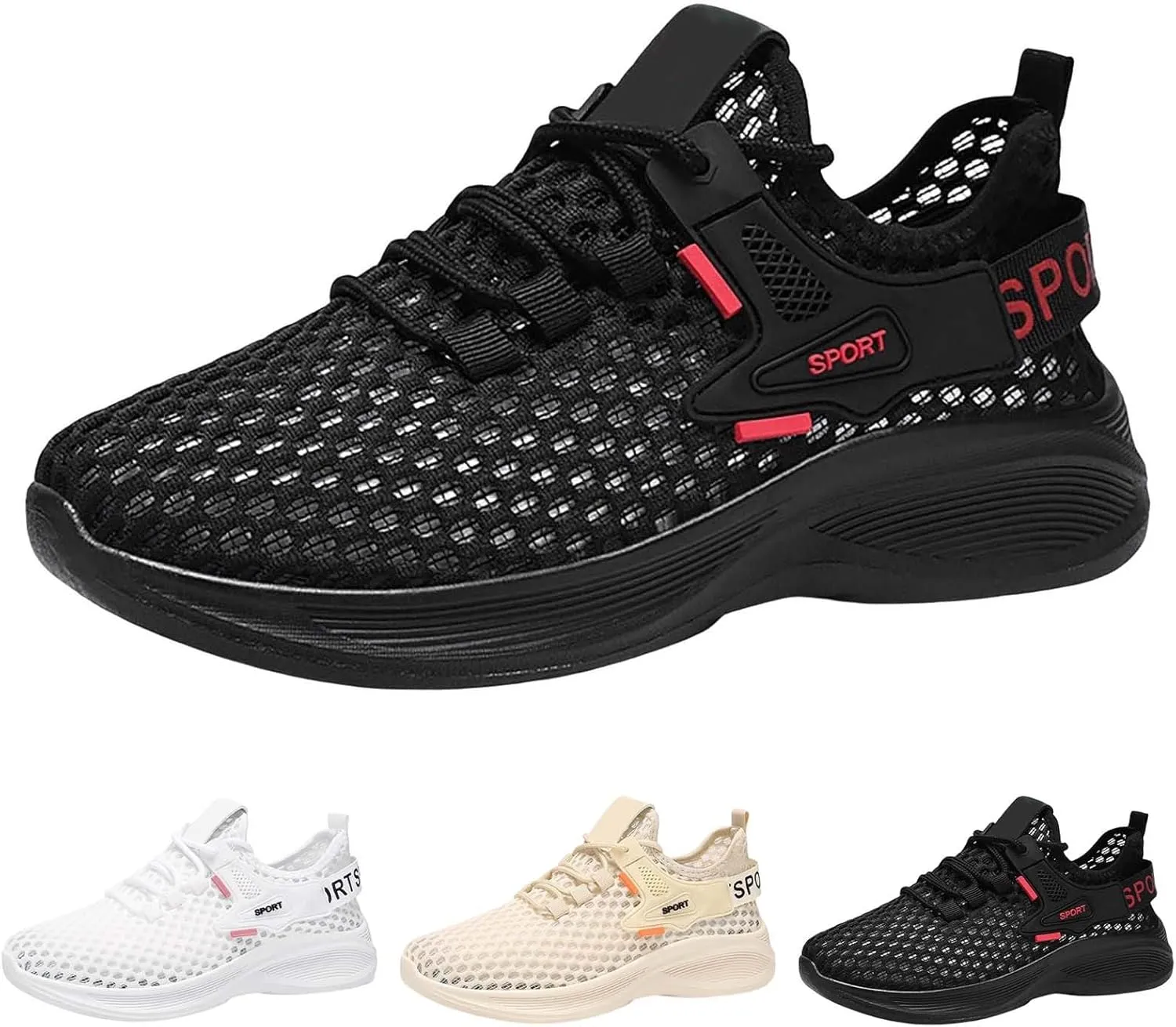 Women's Woven Orthopedic Breathable Soft Walking Non Slip Work Shoes Women Mesh Dress Casual Shoes Men Shoes Sneakers Red Tennis Shoe Cross Trainer Shoe
