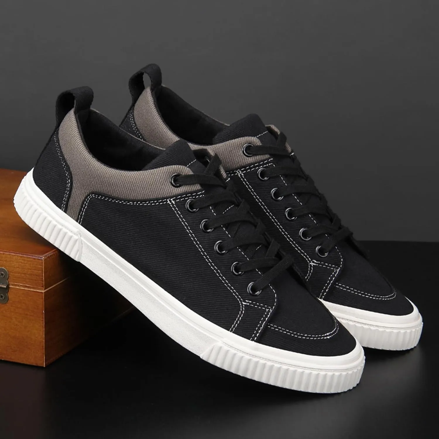 YIBLBOX Canvas Low Top Shoes Skate Shoes Fashion Sneakers for Men Comfortable Walking Casual Sneaker