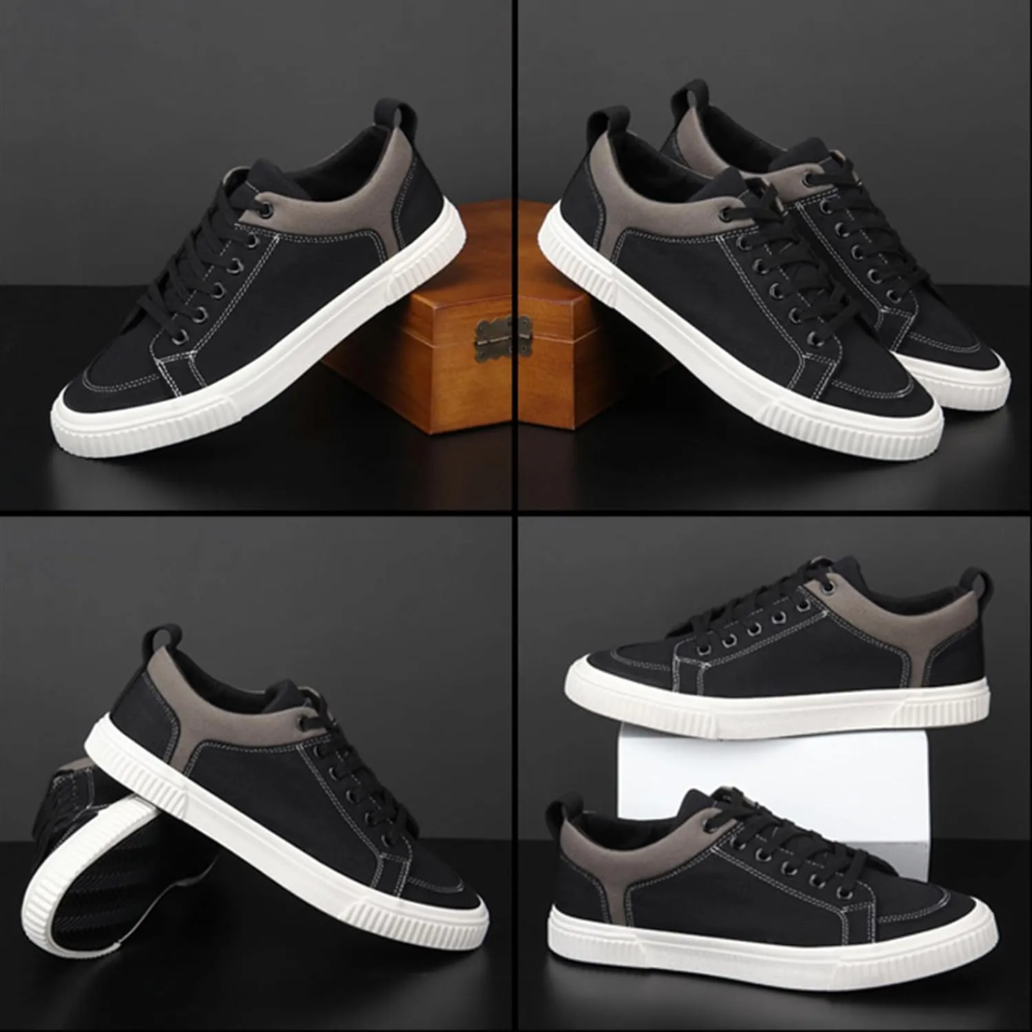 YIBLBOX Canvas Low Top Shoes Skate Shoes Fashion Sneakers for Men Comfortable Walking Casual Sneaker