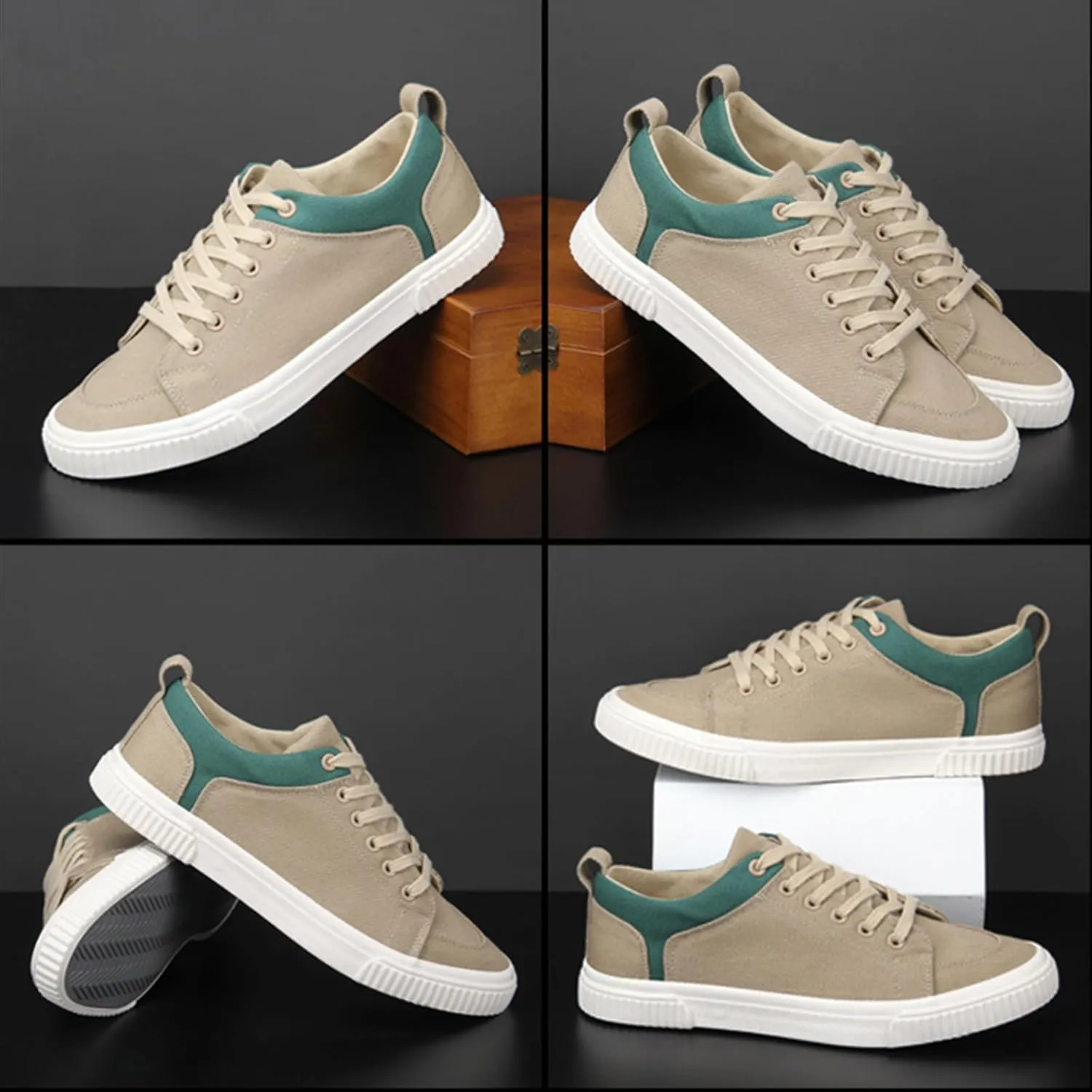 YIBLBOX Canvas Low Top Shoes Skate Shoes Fashion Sneakers for Men Comfortable Walking Casual Sneaker